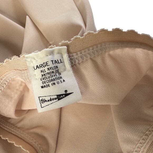 Vintage Shadowline Half Slip Large Tall Beige Nylon Lace Trim 27" USA Made - Picture 6 of 8